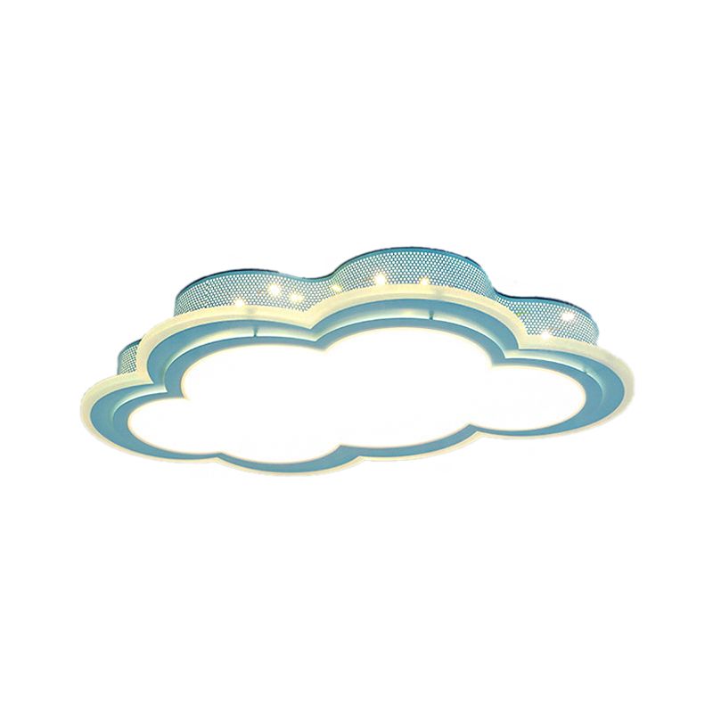 Eigentijdse blauwe LED-inbouwlamp met holle wolk acrylplafondlamp voor kinderslaapkamer
