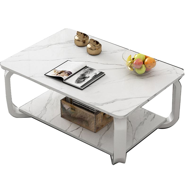 Glam Coffee Table with Cross Legs and Storage Shelf Cocktail Table