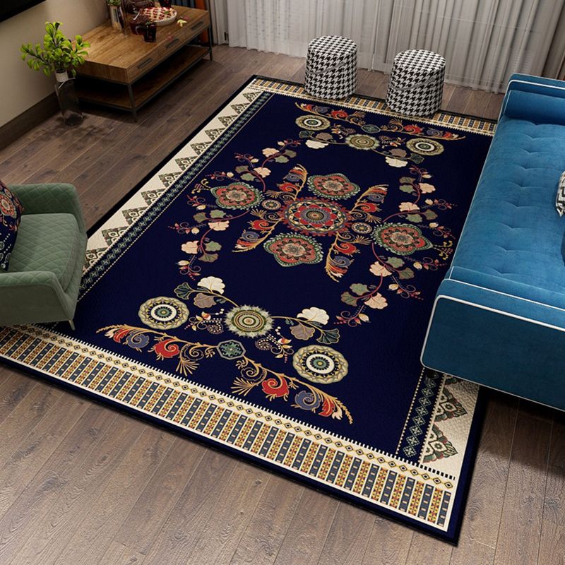 Orange Bohemian Rug Polyester Graphic Rug Non-Slip Backing Rug for Home Decor