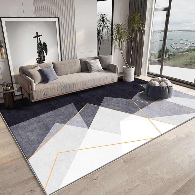 Orange Modern Carpet Polyester Line Carpet Non-Slip Backing Carpet for Living Room