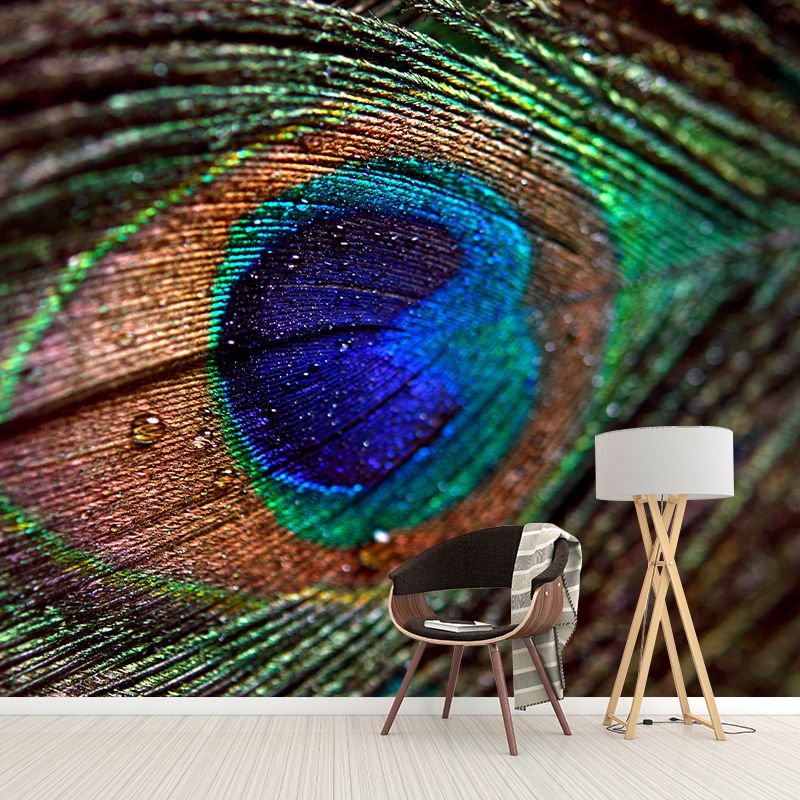 Peacock Feather Wall Mural Wallpaper Stain Resistant Wall Decor for Room