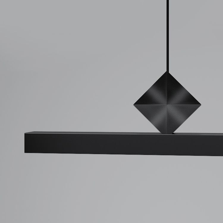 Modern Kitchen Pendant Light Linear Metal Single Light Island Ceiling Light in Black