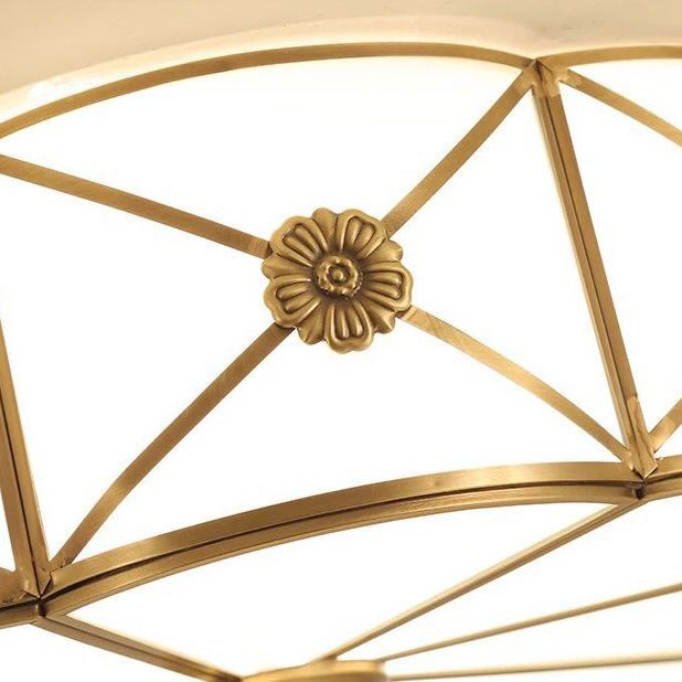 Shaded Living Room Flush Mount Ceiling Light Classic Glass Gold Flush Mount Lighting Fixture