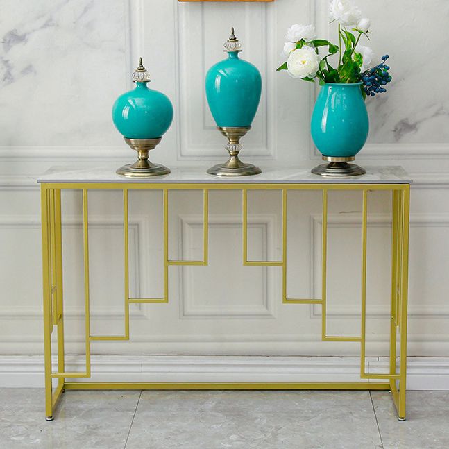 Glam Stone Console Table 12" W Rectangle Accent Table for Hall