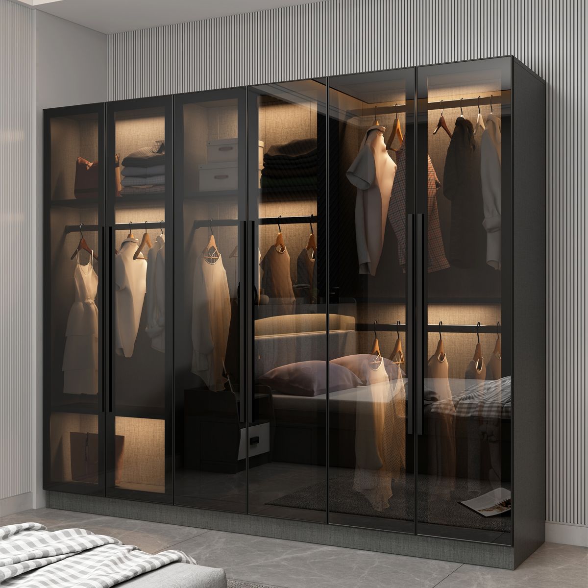 Modern Style Storage Cabinet for Home Mirrored Finish Cabinet with Glass Door