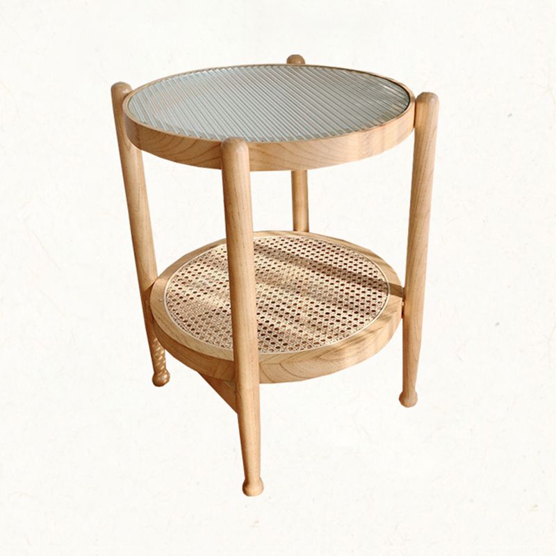 4 Legs Tropical Glass Coffee Table No Distressing Bunching Tables with Shelf