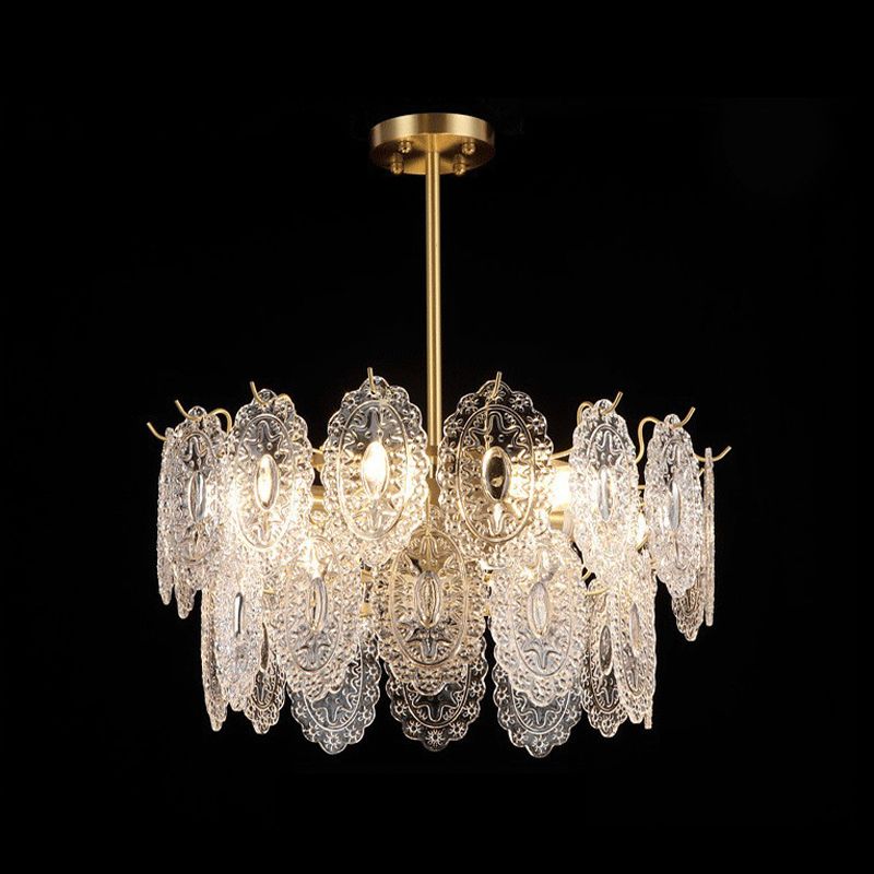 Flared Shade Hanging Light American Style Glass Chandelier Light for Living Room