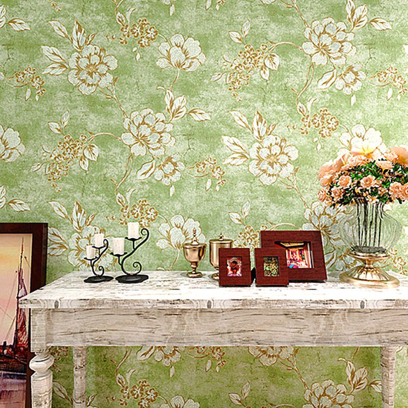 Farmhouse Peony Blossom Wallpaper Pastel Color Home Wall Covering, 33' L x 20.5" W