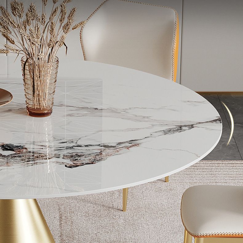 Glam Dining Table Set 1/4/5/7 Pcs Round Sintered Stone Dining Table with Wingback Chairs