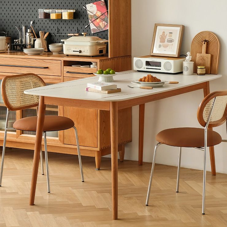 Contemporary White Standard Dining Table Sintered Stone Top Dining Table for Kitchen