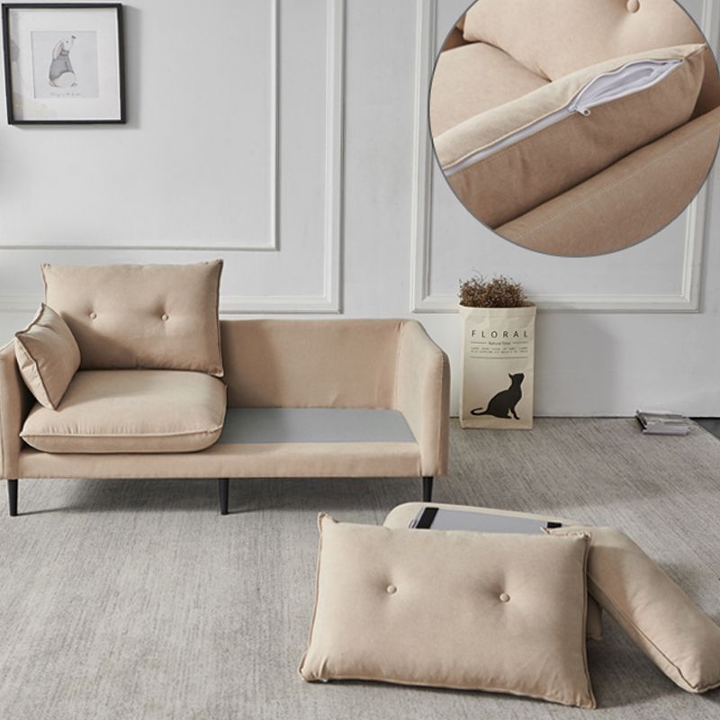 Linen Square Arm Modern Sofa with Loose Back for Living Room and Apartment