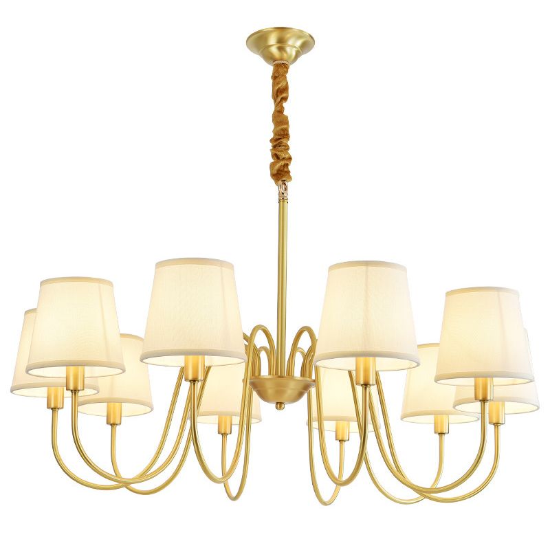 Conical Chandelier Light Fixture Traditional Fabric Pendant Lighting for Restaurant