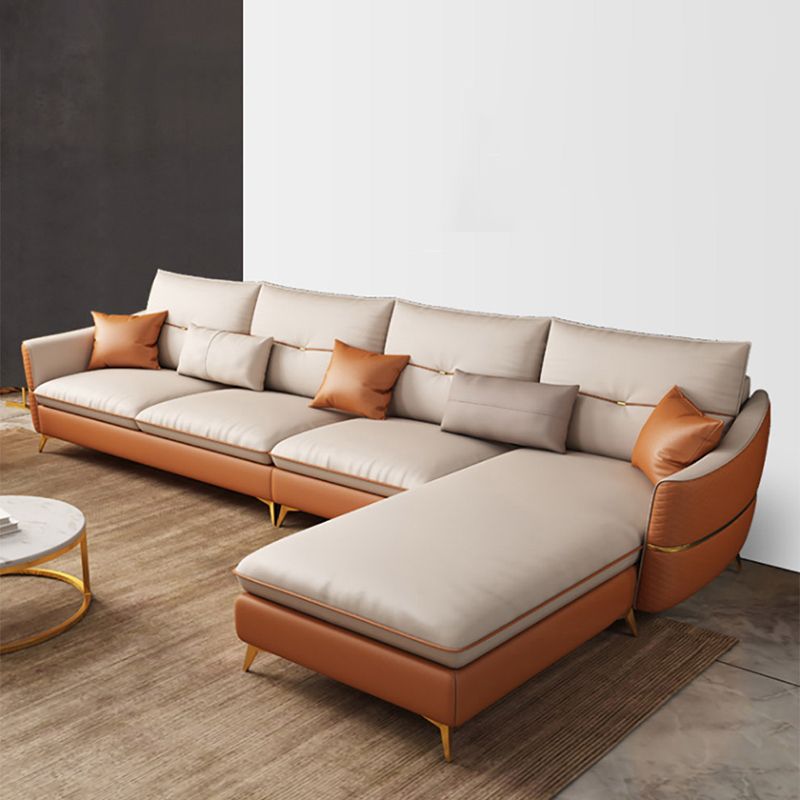 4-seat Luxurious Sectional with Pillows Sloped Arm Sectional