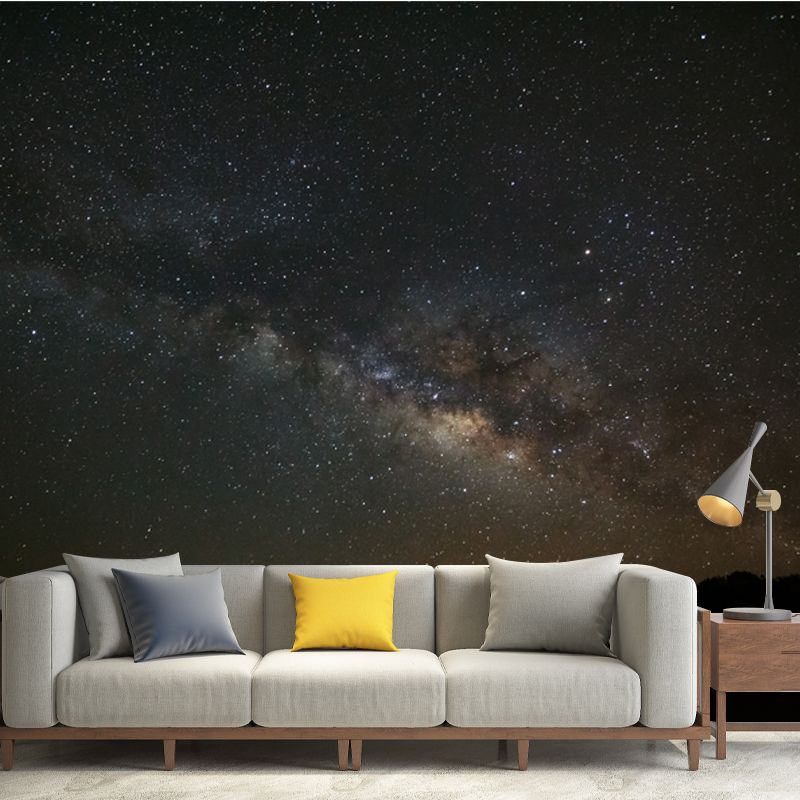 Galaxy View from Mountain Mural Modern Waterproof Home Wall Art, Custom-Made, Dark Grey-Black