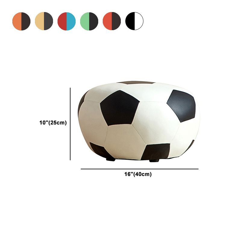 Modern Ottoman Football Pattern Faux Leather Indoor Round Pouf Chair
