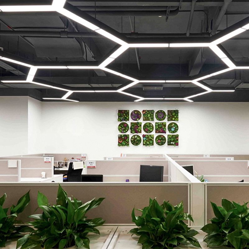 Y-Shape Pendant Light Fixture Modern Style Metal LED Office Hanging Pendant Light in Black