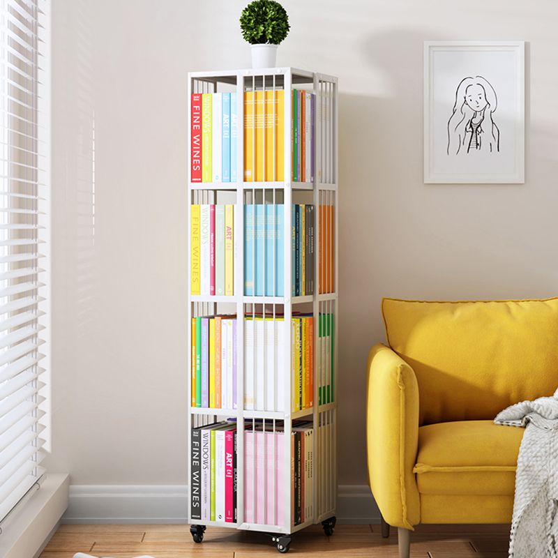 Modern Metal Bookshelf Pure White Standard Vertical Closed Back Bookcase
