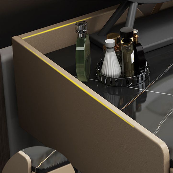 Contemporary Vanity With Drawer Solid Wood Mirror BedroomMakeup Vanity Set