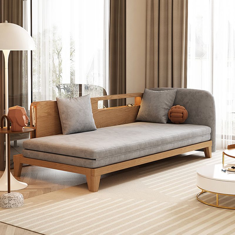 Solid Wood Removable Scandinavian Sleeper Sofa Bed in Grey Finish