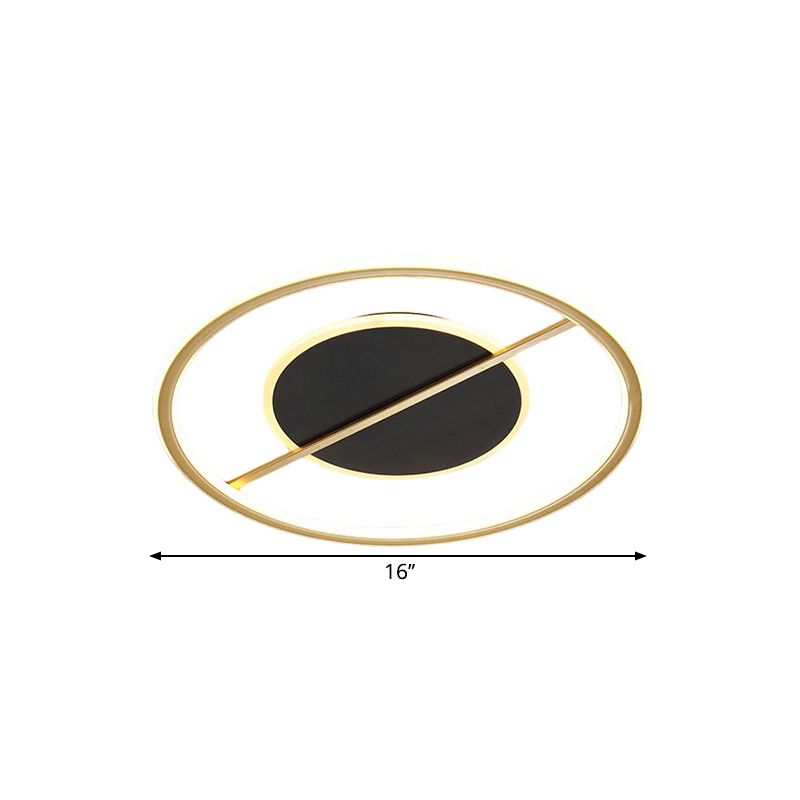 Modernist Round Flush Light Fixture Metal 16"/19.5" Wide LED Bedroom Flush Mount Lamp in Black, Warm/White Light