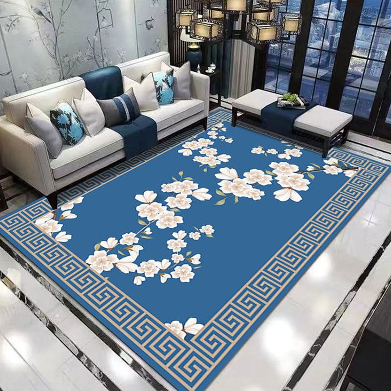 Tapis chinois élégant de couleur claire, imprimé de branches en Polyester, tapis d'intérieur résistant aux taches pour la décoration de la maison