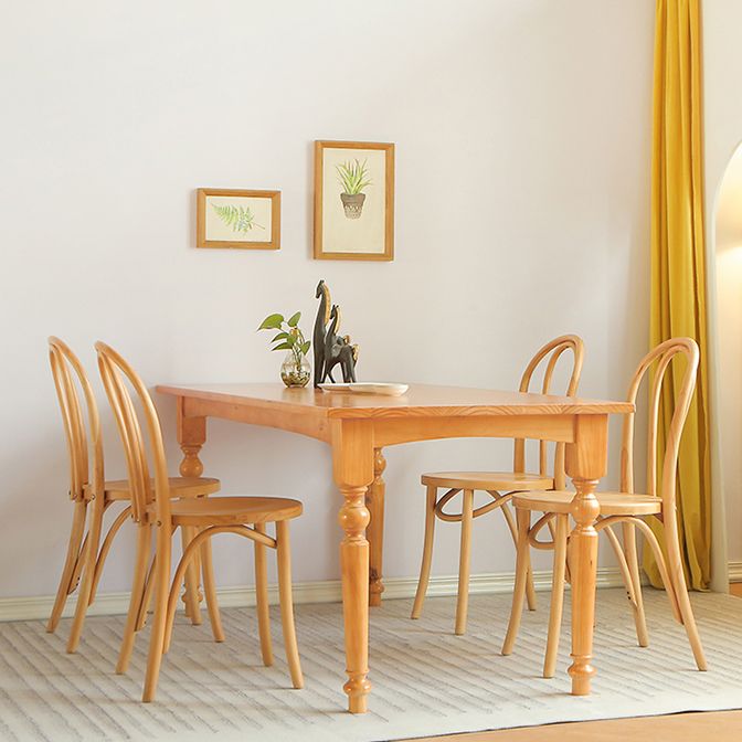 Rectangle Wood Top Dining table Modern Natural Finish Legs Dining Room Table