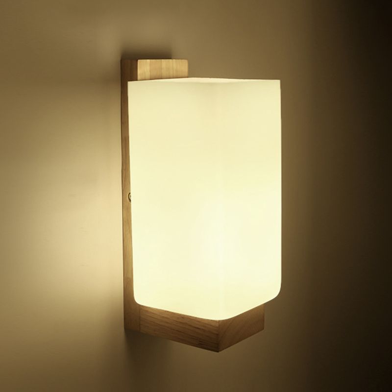 Moderner Stil Rechteck geformtes Wandlampe Holz 1 Lichtwandbeleuchtung Armaturen