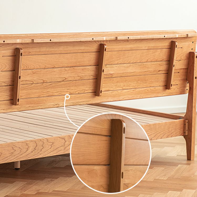 41.33" Height Solid Wood Standard Bed in Natural with Rectangle Headboard