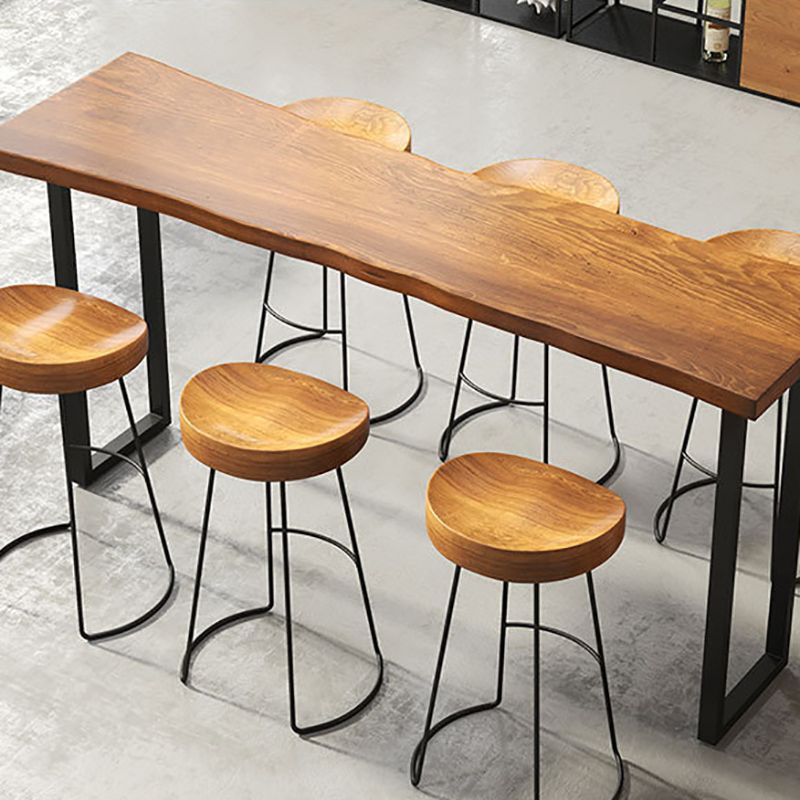 Industrial Bar Table Set 1/4/7 Pieces Solid Wood Counter Table with Backless Stools