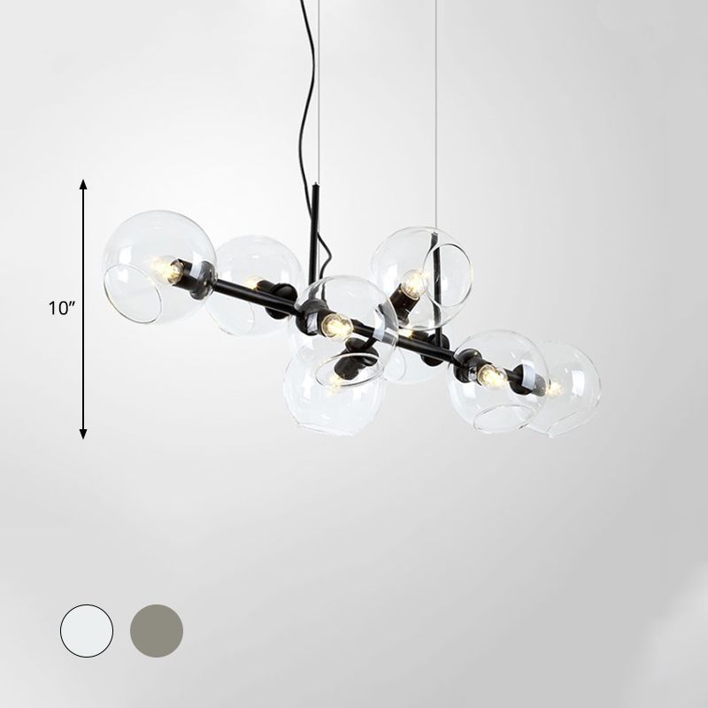 8 lampada a sfera lampada isola contemporanea ceratiera/fumo vetro sospeso di illuminazione sospesa in nero/oro per sala da pranzo
