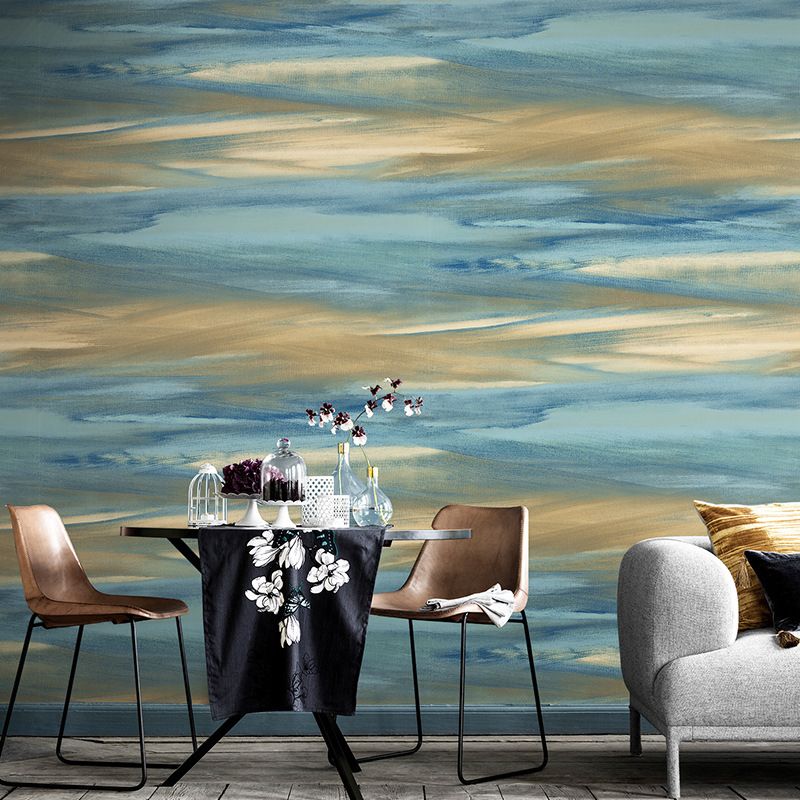 Abstract Watercolor Wallpaper Water-Resistant Non-Pasted Wash Painting PVC Wall Covering, 20.5"W x 33'L