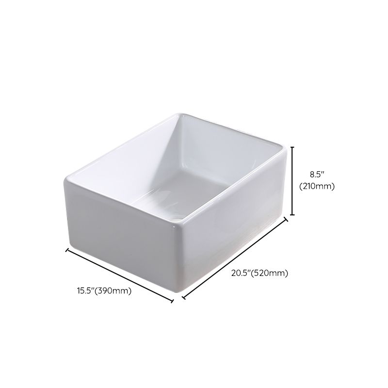 Contemporary Bathroom Sink Pop-Up Drain Porcelain Rectangular Vessel Lavatory Sink