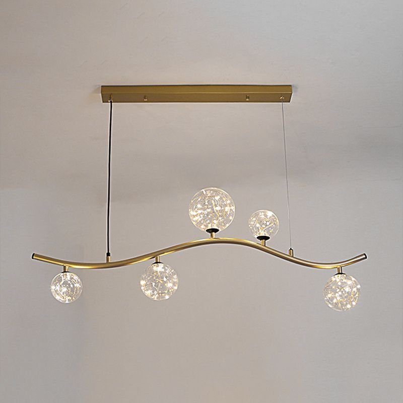 Globe Island Light Fixture Modern Pendant Lighting Metal 5 Light Island Lights