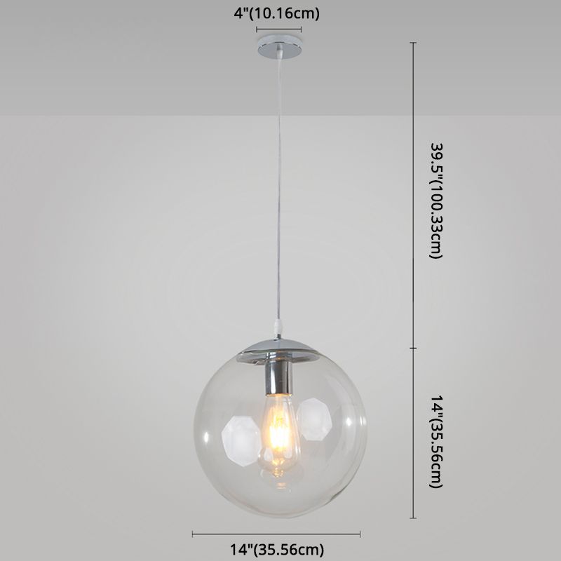 Minimaliste moderne à 1 lampe à la lumière Lumière Bubble Boule de verre transparent Lumière suspendue avec 39 "fil suspendu