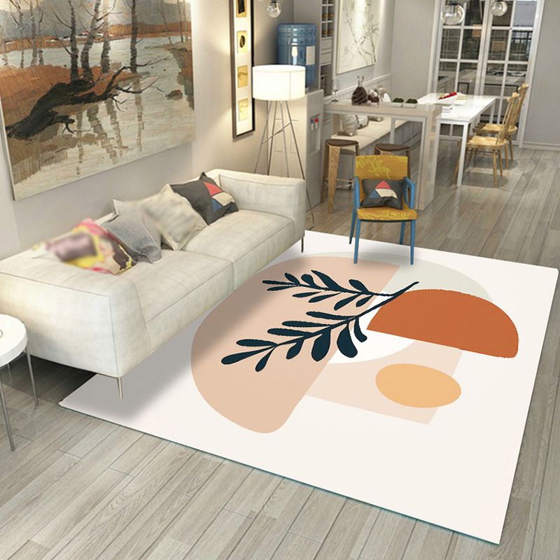 Navy Modern Indoor Rug Polyester Color Block Area Rug Washable Rug for Living Room