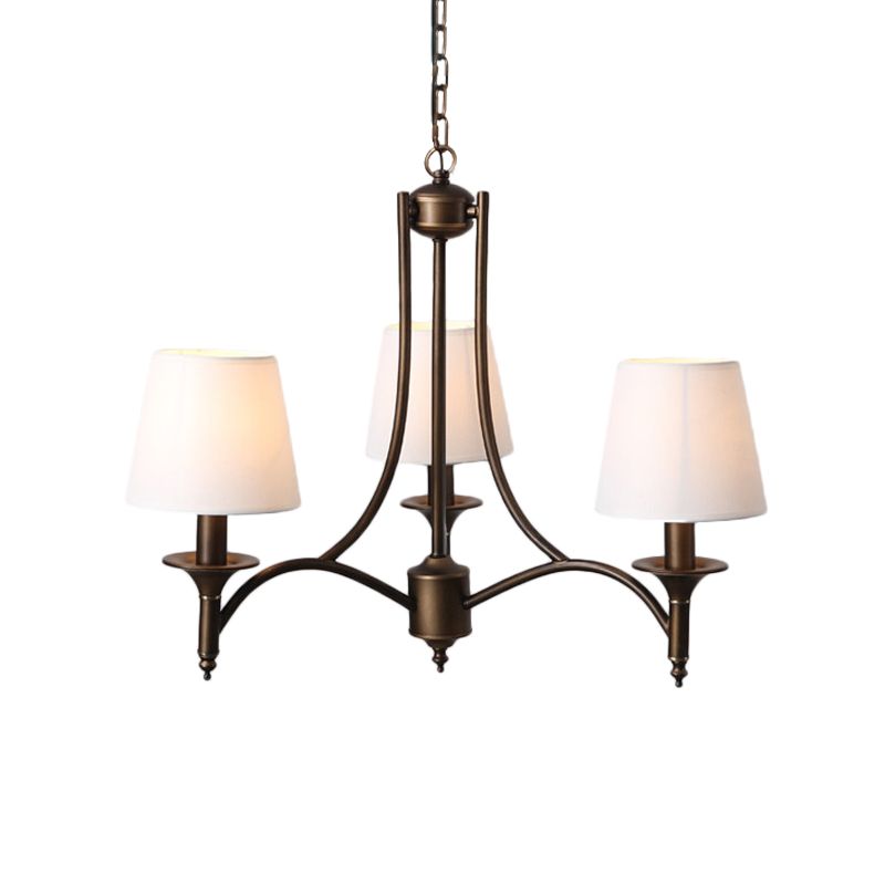 Tapered Fabric Pendant Light Kit Rustic 3/8-Light Living Room Hanging Chandelier in Blue