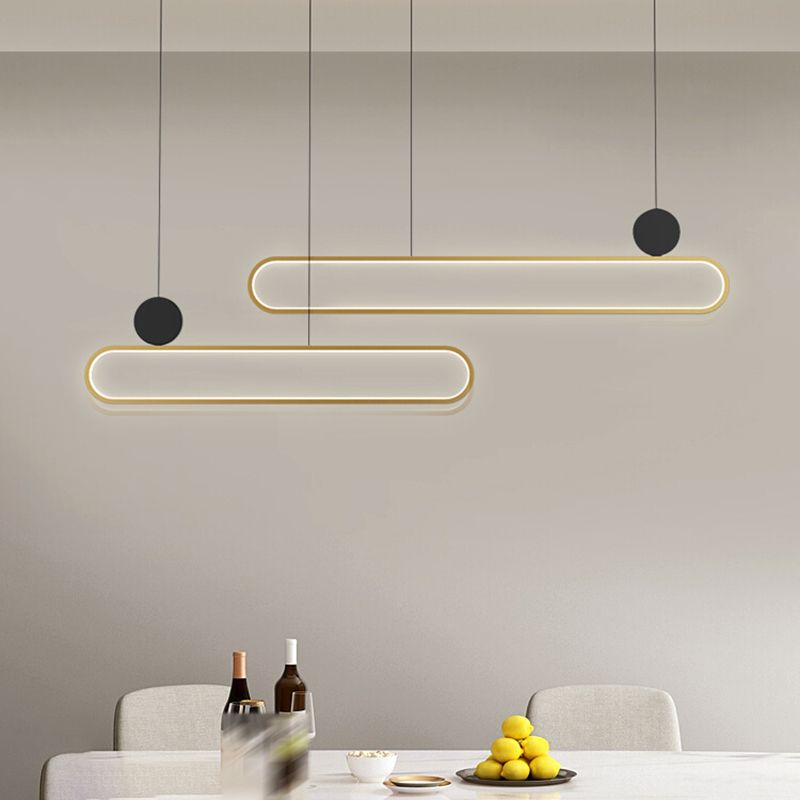 Eigentijdse stijl lineaire vorm eilandlichten metaalhangende hanglampen in goud