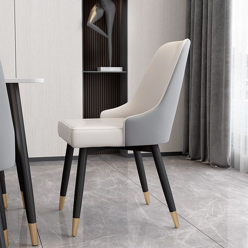 Sillas de comedor sin brazos tapizadas de diseño escandinavo con respaldo sólido que cena la silla lateral