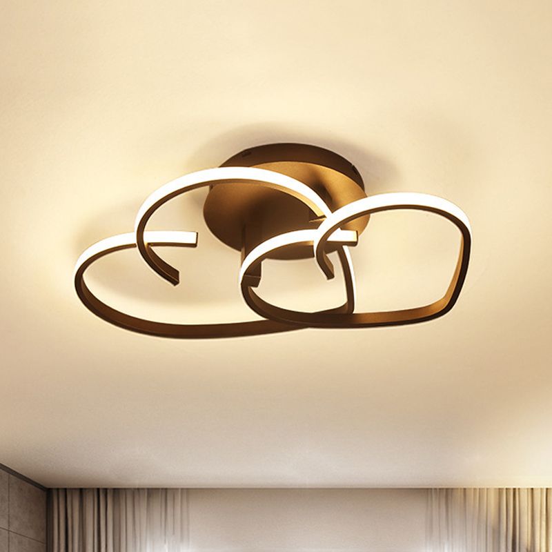 21.5"/25.5" Wide Coffee Heart Frame Ceiling Light Modernist LED Iron Flush Light Fixture in Warm/White Light/Remote Control Stepless Dimming