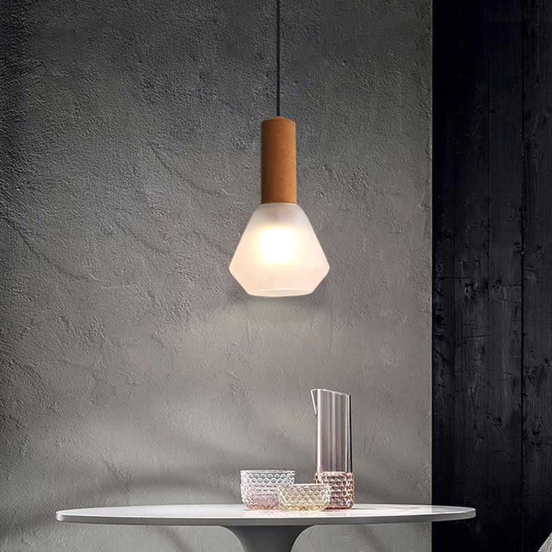 Verre Postmodern Pendant Light 1-Light Copper suspendu plafonnier pour chambre à coucher