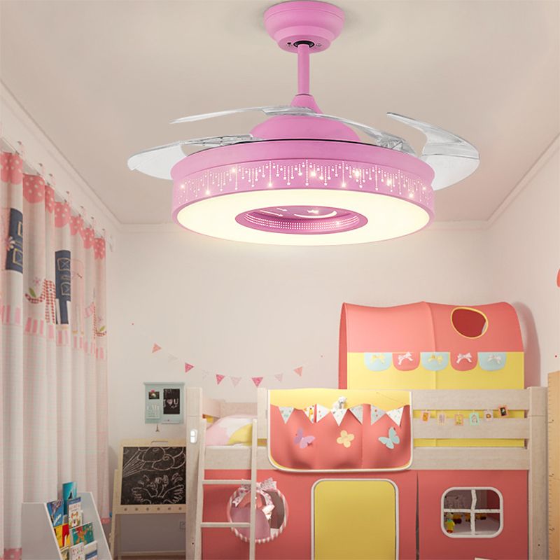 Creatieve cartoon sterrenhemel plafondventilator licht acryl kids slaapkamer semi -flush mount licht