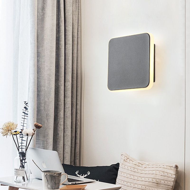 1 Light Study Room Sconce Light with Square Shade Black/White Wall Lamp in Warm/White Light