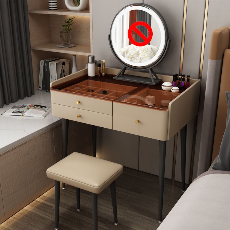 Modern Solid Wood Vanity Dressing Table 3 Drawer Makeup Vanity Set