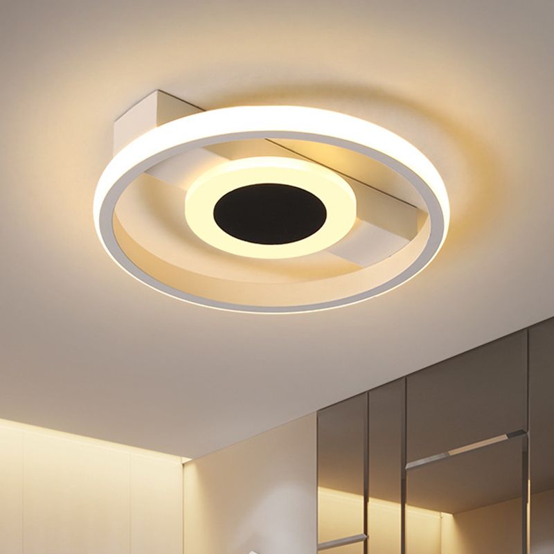 Einfache LED-Unterputzleuchte Weiß Halo Flush Deckenlampe mit Acrylschirm in Warm/Weißes Licht