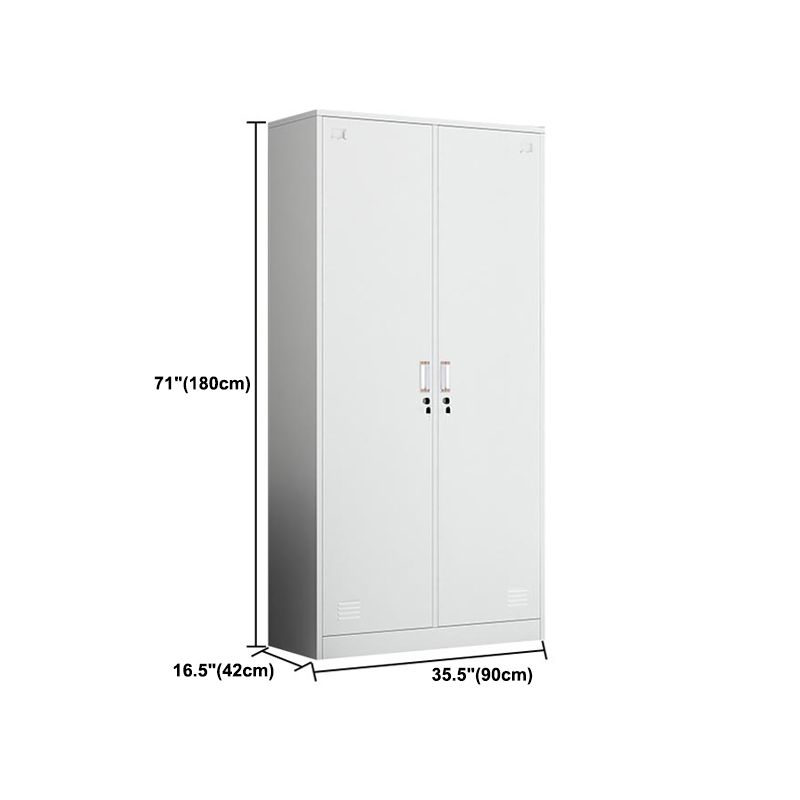 White Steel Wardrobe Armoire Contemporary Hinged Wardrobe Cabinet