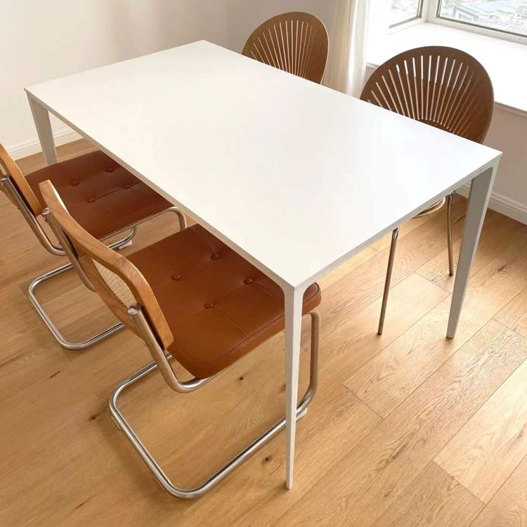 Mesa de comedor de piedra sinterizada contemporánea Mesa de comedor de forma rectangular blanco para cocina