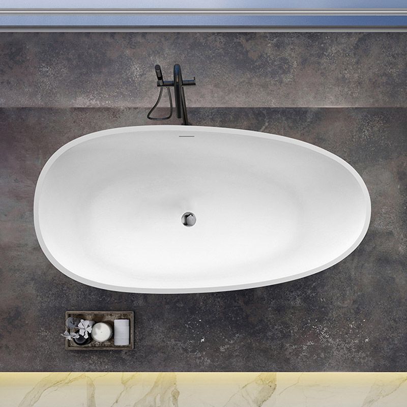 Modern Stone Bathtub Freestand Soaking Bathtub with Drain Bath Tub