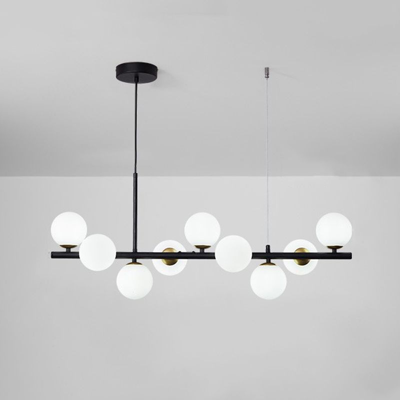 Modern Metal Ceiling Light Ball Shape Pendant Lamp with Glass Shade for Living Room