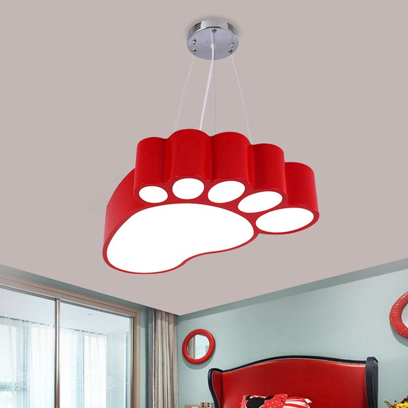 Foot Shape Ceiling Hang Fixture Simplicity Acrylic Yellow/Red/Green LED Chandelier Lighting for Nursery