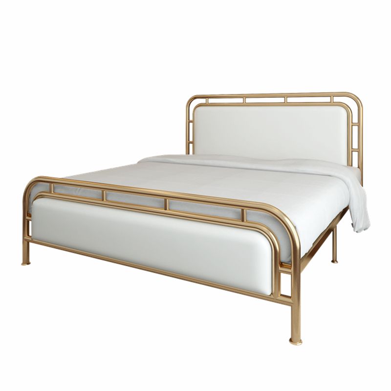 Contemporary Metal Open-Frame Standard Bed with Rectangular Headboard